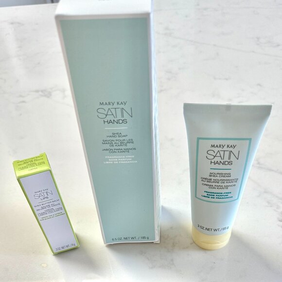 Mark Kay Satin Hands Shea Hand Soap, Nourishing Cream, and Satin Lips Set - Picture 1 of 8
